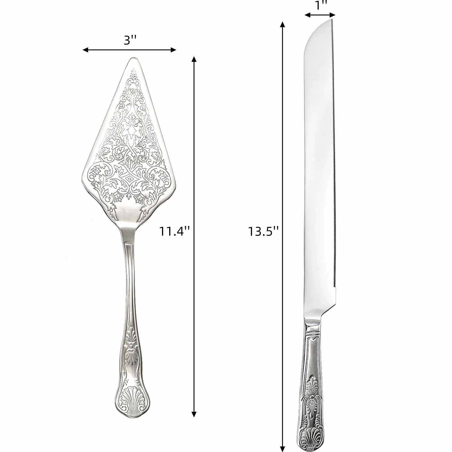 Juego de cuchillo y servidor para tartas de boda, juego de corte de pastel de boda plateado, cortador de pastel grabado de acero inoxidable para boda, compromiso, cumpleaños, aniversario,
