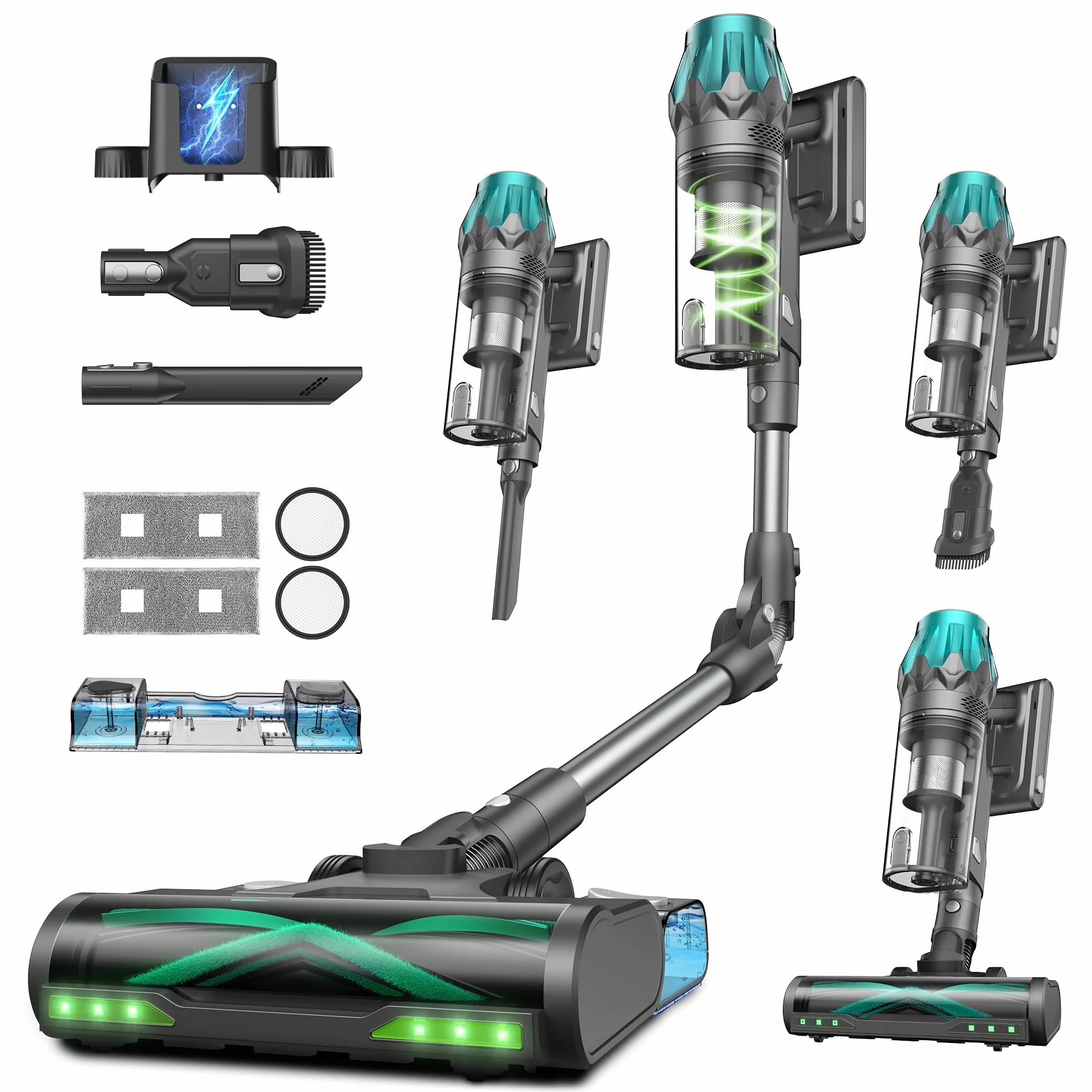 Vexilar V15Max Aspiradora sin Cable 65KPa/60 Min/1,5L, Aspiradora Inalámbrica con Fregona, Antienredos, Fácil Limpieza,Tendencias de Moda, Aspirador Escoba Vertical para Suelos/Alfombras/Pelos/Coche
