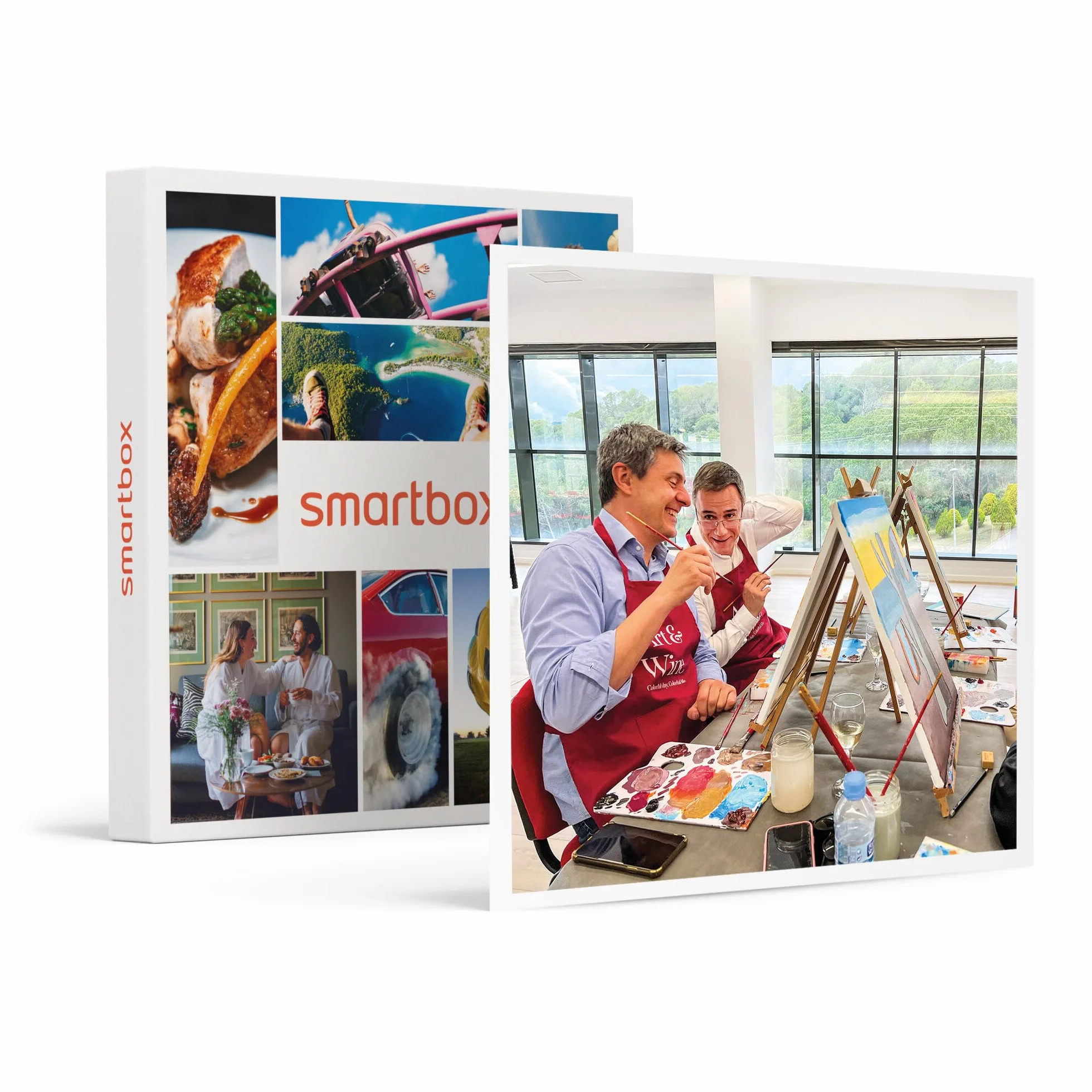 Smartbox - Caja Regalo - Pintura y Buen Vino: 1 Experiencia Art&Wine y Vino Ilimitado para 2 Personas - Ideas Regalos Originales