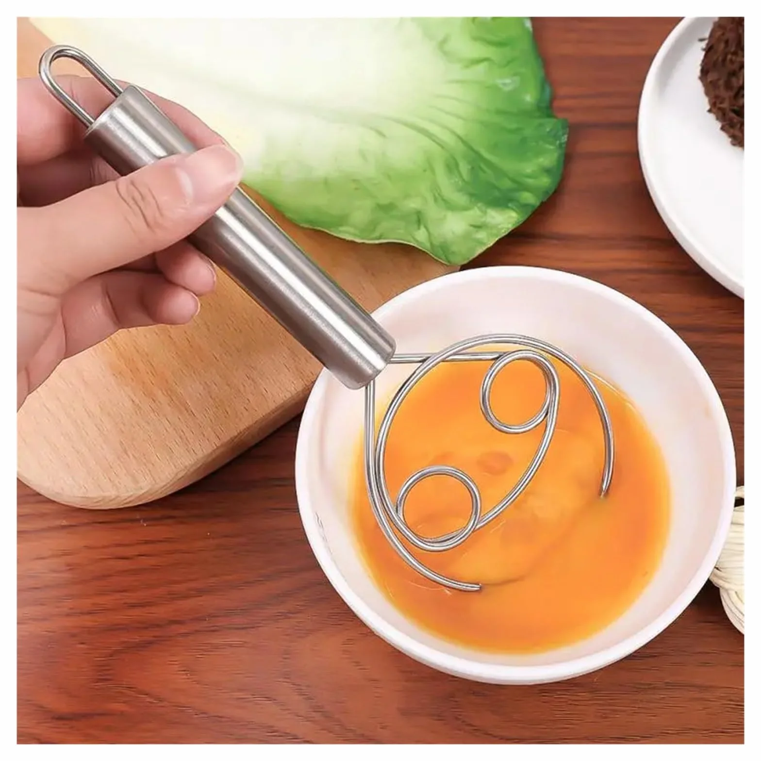 Batidor de masa acero inoxidable con mango ergonómico, mezclador Manual for hornear, batidor huevos, herramienta for agitar crema(Stainless Steel)