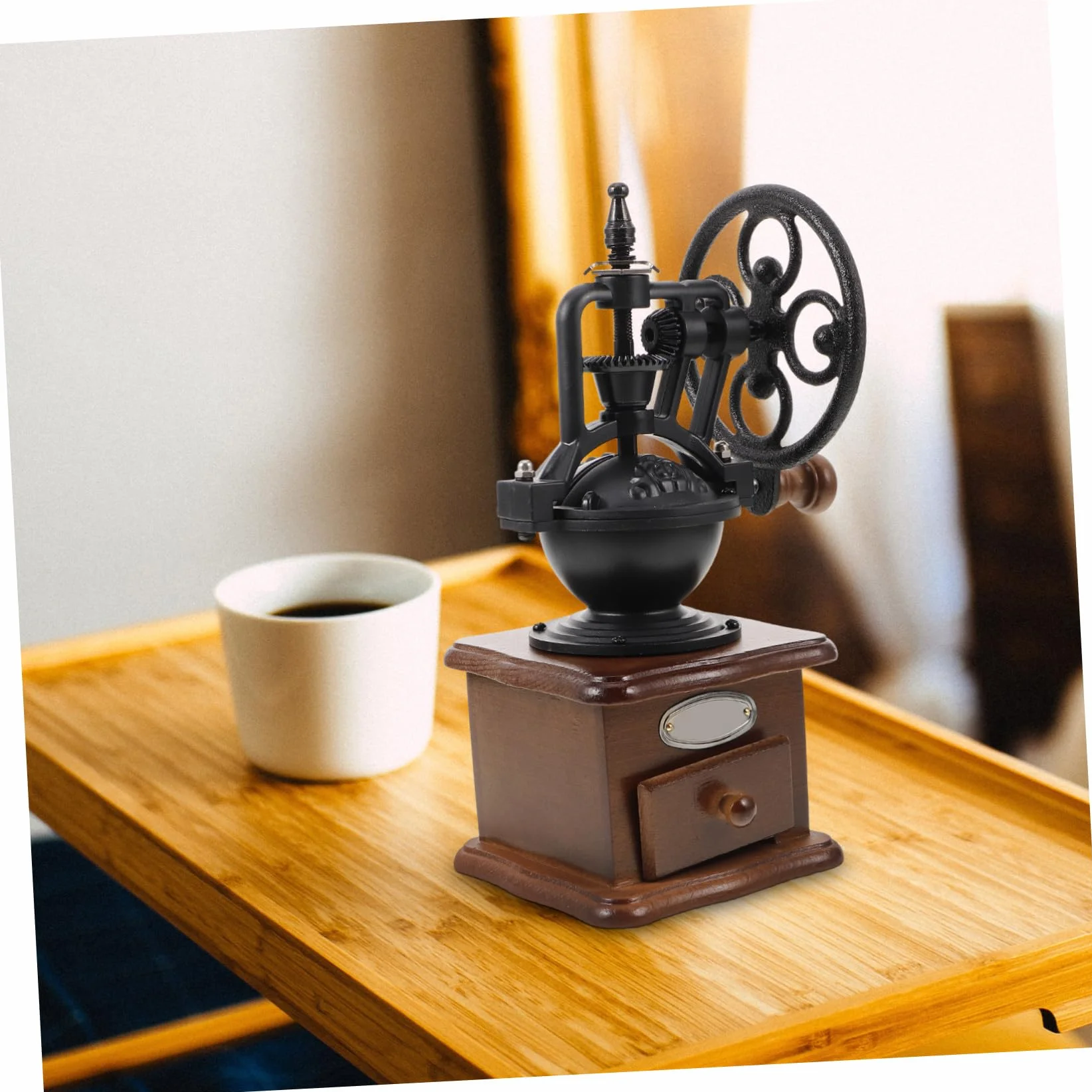 Gatuida Molinillo de Café Manual de Madera Vintage para Uso el Hogar Molinillo de Café de Muelas para Principiantes