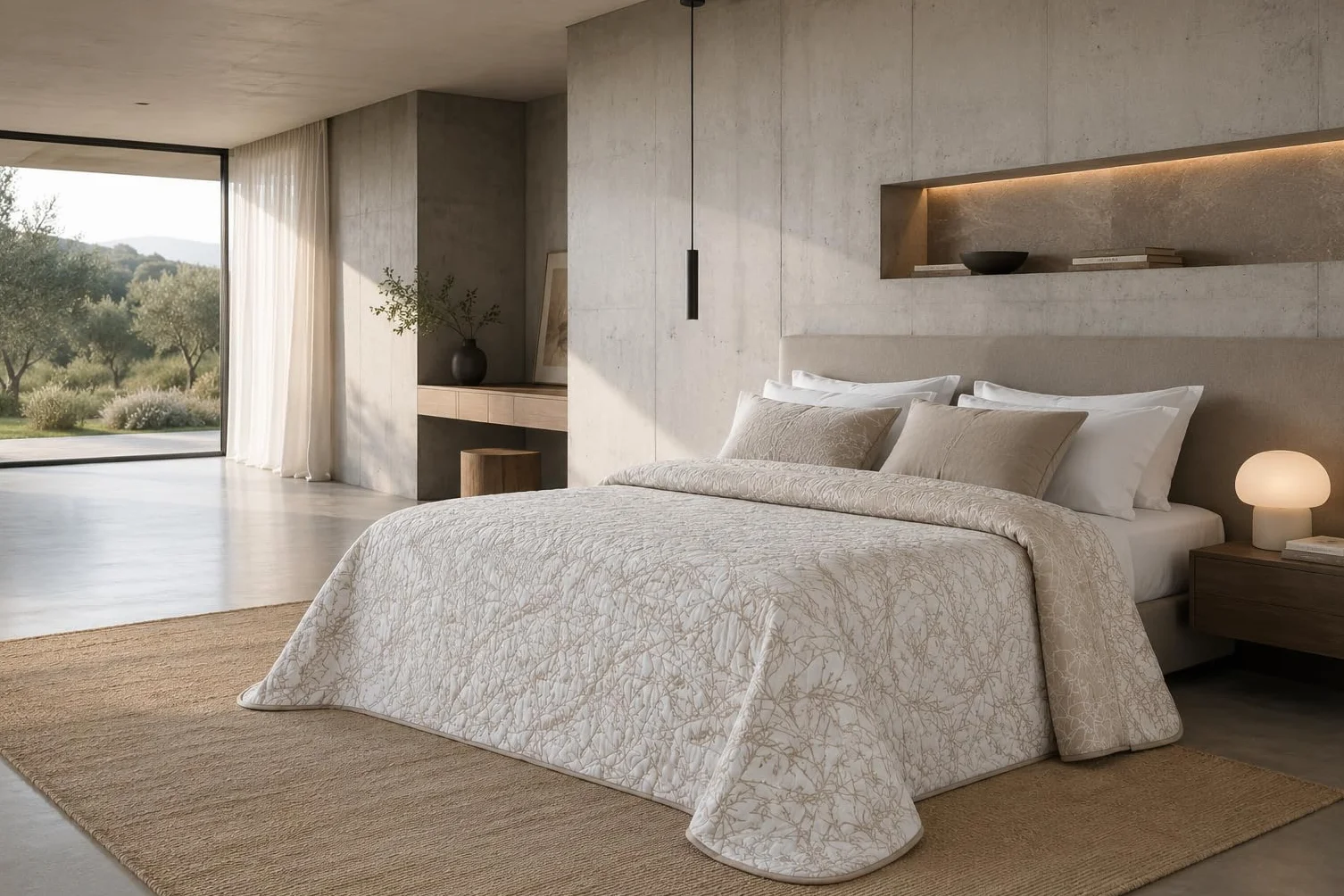 Estoralis TOPACIO | Colcha Verano de Diseño Moderno | Tejido Jaquard Alta Resistencia | Beige | para Cama 150 cm. (250 x 270 cm. AnchoxAlto) | Cubre Cama para Todas Las Estaciones