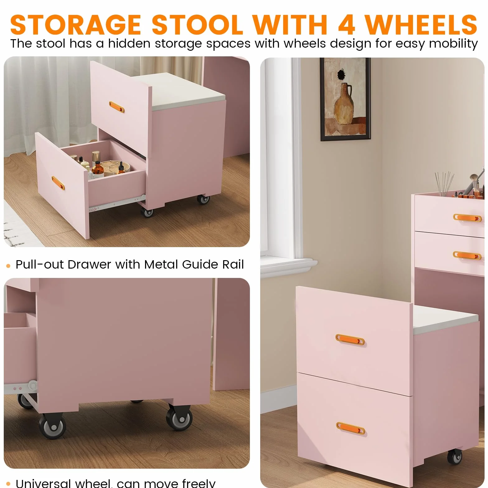 Garvee Tocador Moderno 3 en 1 para Dormitorio con 3 Cajones, Mesa de Maquillaje Multifuncional