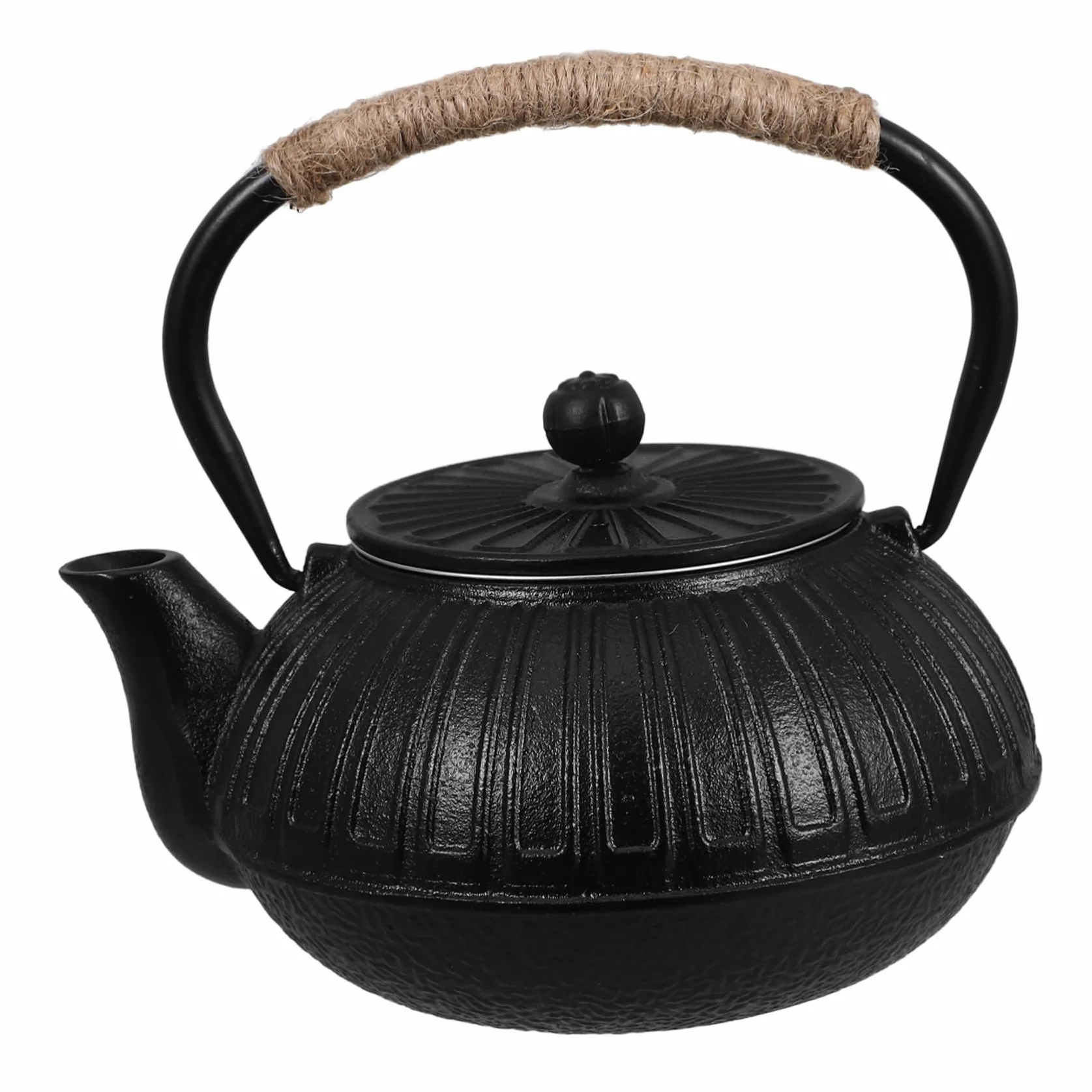 PRETYZOOM tetera de hierro fundido inducción largo retro con té pava y tetera japonesa cafetera de camping olla japonesa tetera para acampar teteras planchar Black