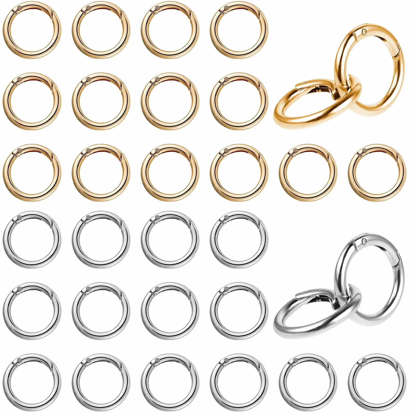 Mosquetones redondos 28 mm plateado dorado para bolsos mochilas carteras