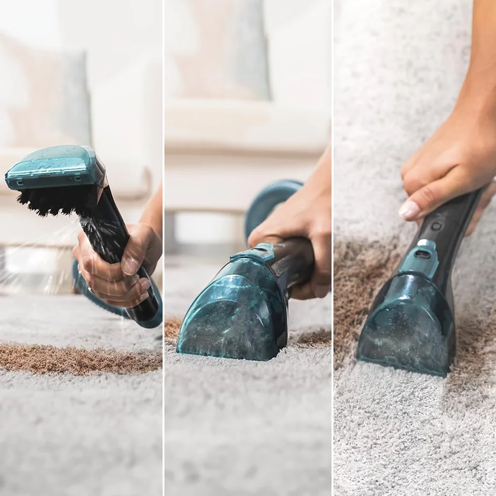 Cecotec Limpiador Aspirador de Tapicerías y Alfombras sin Cable Conga Carpet&Spot Clean Infinity. 150W, 2 Baterías Intercambiables, Autonomía 60Mins, Pulverizador de Agua y Accesorio Limpia Ventanas