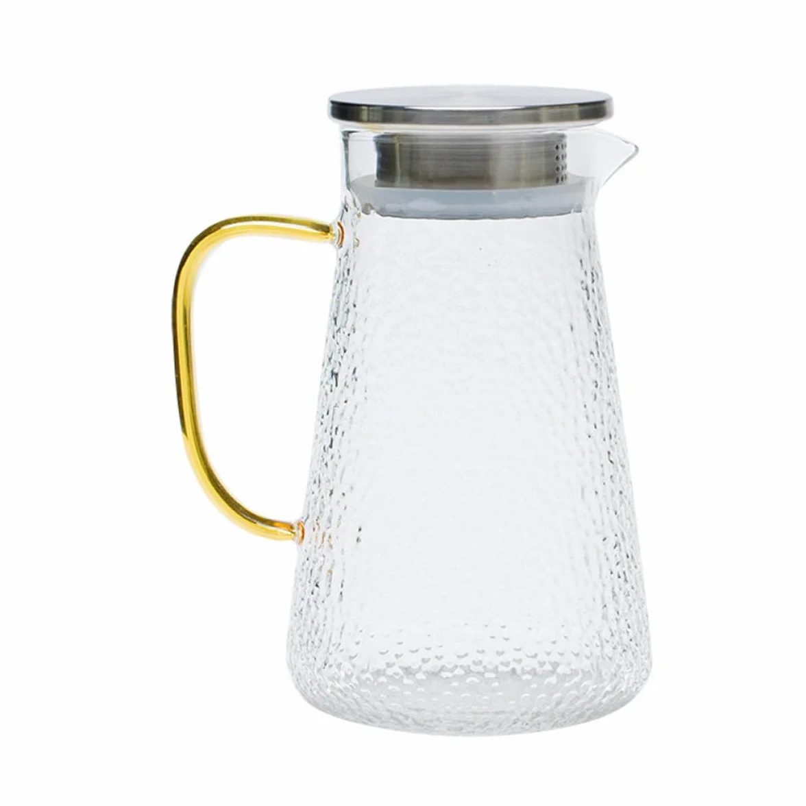 Jarra de Agua Fría con Tapa de Acero Inoxidable y Vidrio Transparente Multifunción para Jugos y Bebidas Caseras Resistente y Elegante para Cenas y Fiestas
