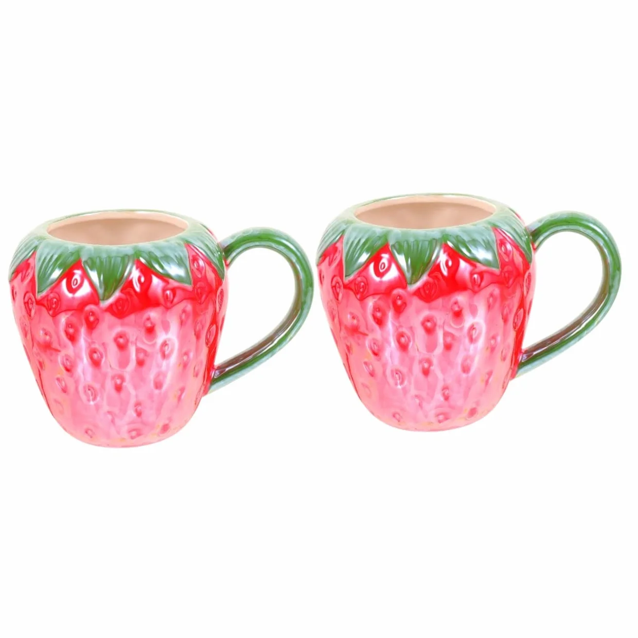 Porcelana Cocina Bebida Desayuno Té Cereal Cerámica Fresa Multi Jugo Sopa portátil Uso Taza Oficina Lindo Latte (15X11X11CMx2pcs)