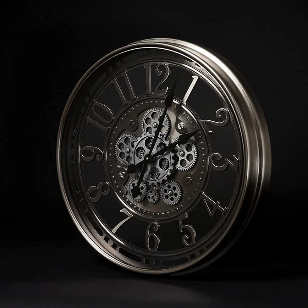 Infinity Time Reloj de Pared Redondo de 21 Pulgadas, diseño de Engranaje Expuesto en Movimiento, Estilo Vintage, Industrial Steampunk, Engranaje de Gran tamaño, Metal Esqueleto, rústico,
