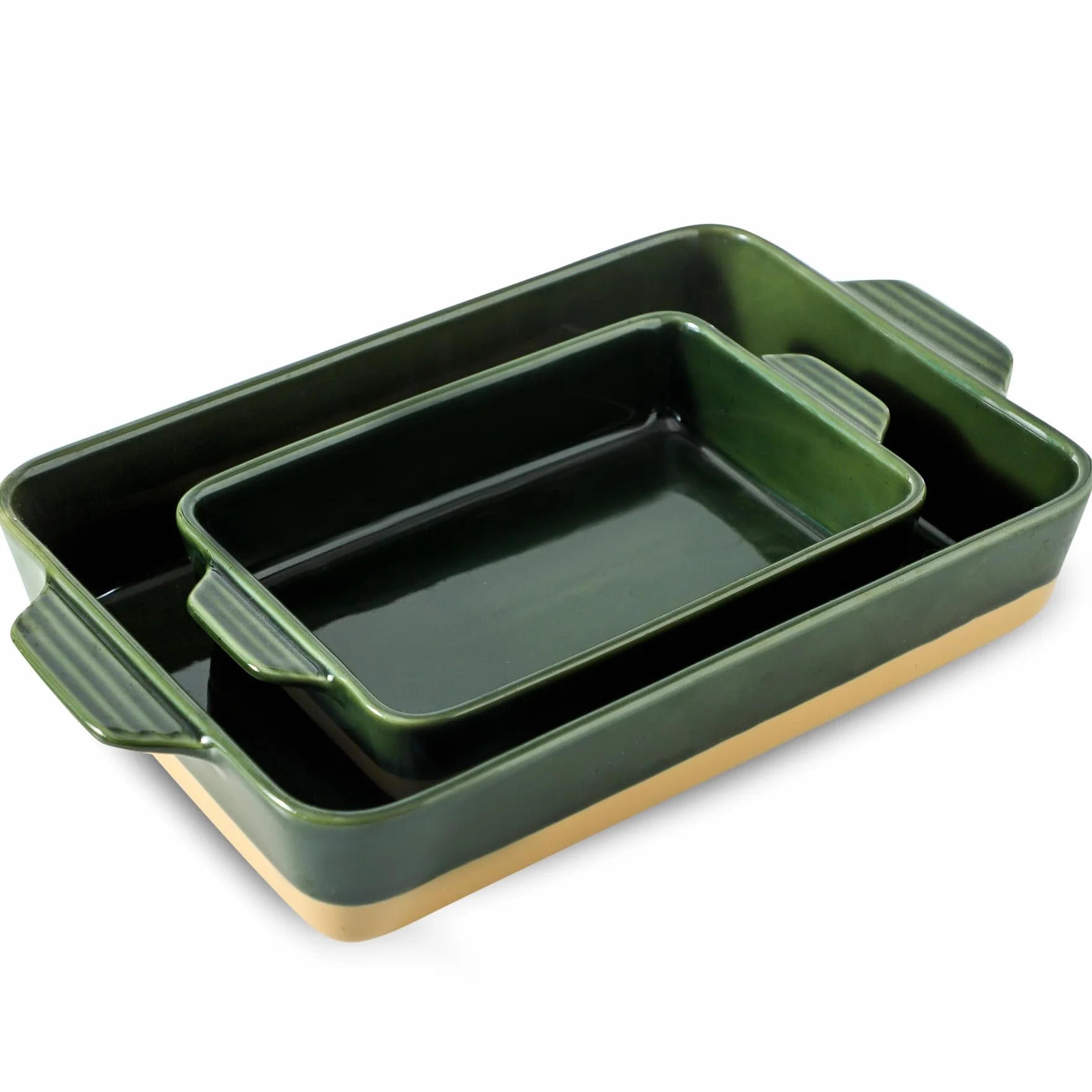 Juego de platos de cerámica para hornear, juego de utensilios para hornear, juego de cacerola rectangular, sartén para lasaña, juego de 2 sartenes para cocinar, cena de cocina, 9 x 13 pulgadas,