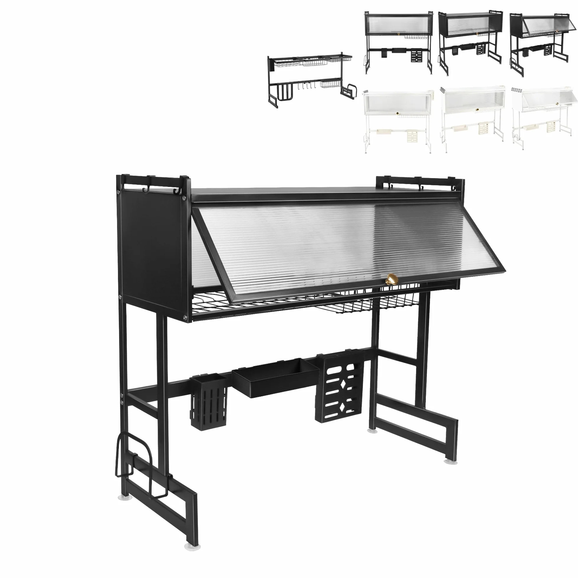 Escurridor de platos encima del fregadero, escurridor de platos sobre fregadero, organizador encimera de cocina, secador de platos de gran capacidad de secado rápido (75 x 28 x 77 cm), color