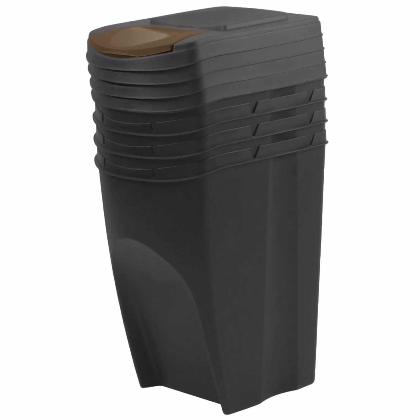 Juego de 4 cubos de basura Sortibox | Negros | Apilables | Reciclaje diferenciado | de plástico | 140 litros (4 x 35 L) | para casa interior