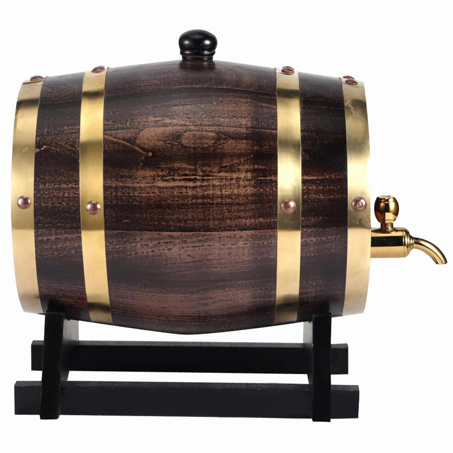 Barril de vino negro rayado, Barril de coñac, 3L Bebidas para Cafetería Casera, Vino
