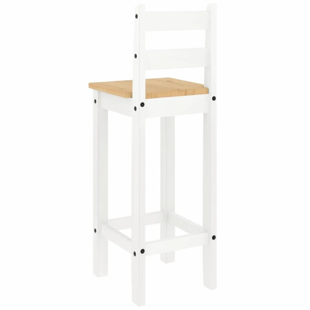 vidaXL Set de Bar 3 Piezas Madera Maciza de Pino Blanco, Mesa y Taburetes Altos