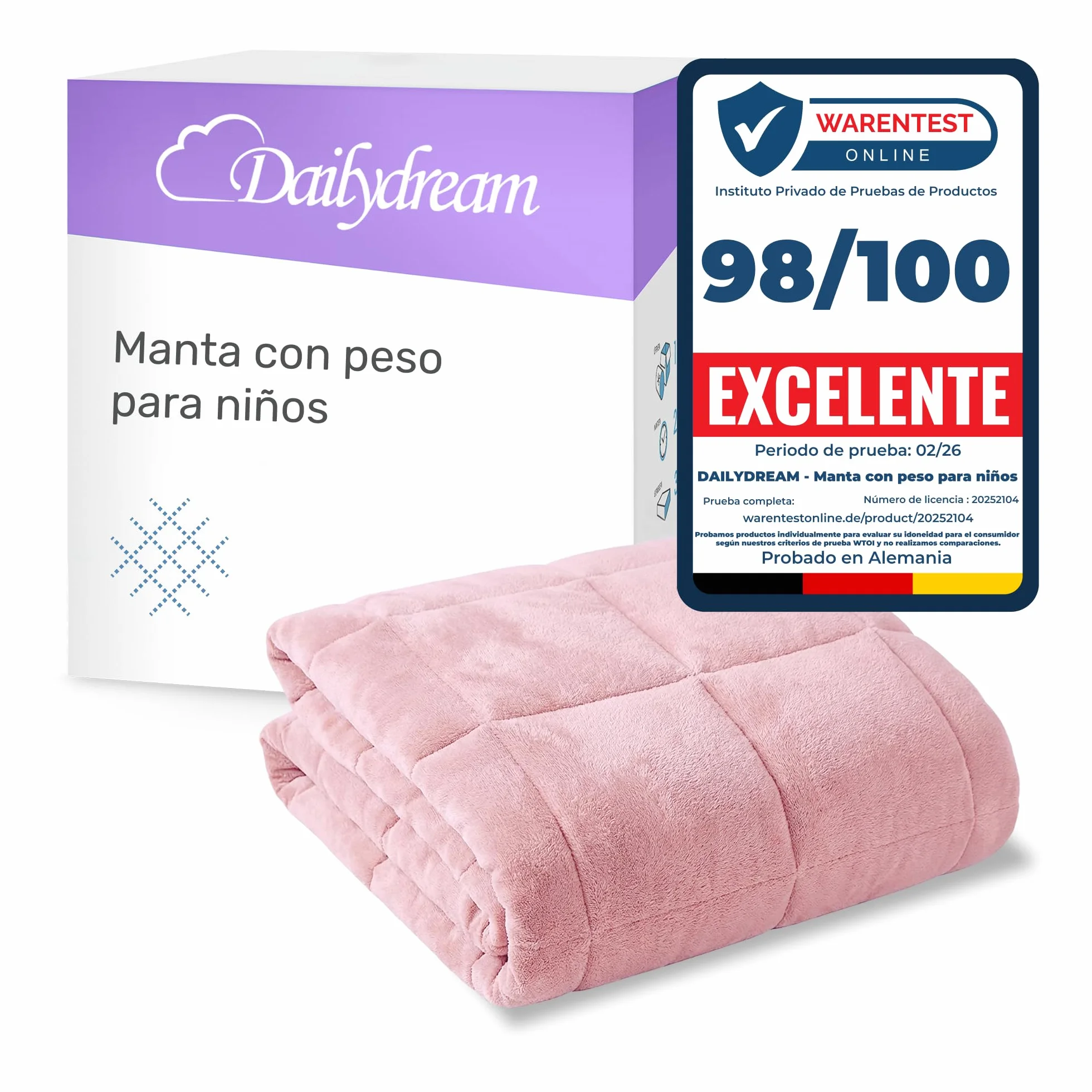 Dailydream Manta de Peso para niños, 2,3 kg, 90 x 120 cm, Color Rosa