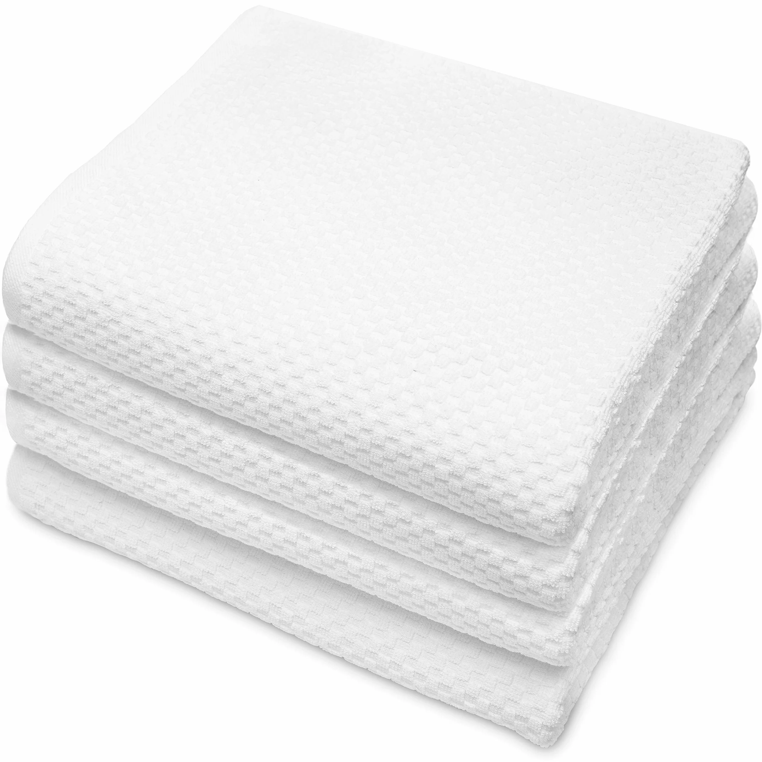 COTTON CRAFT, Euro SPA, Juego de 4 Toallas de baño, algodón Puro Hilado en Anillos, Tejido de gofre, extragrandes, 76 x 142 cm, Blanco