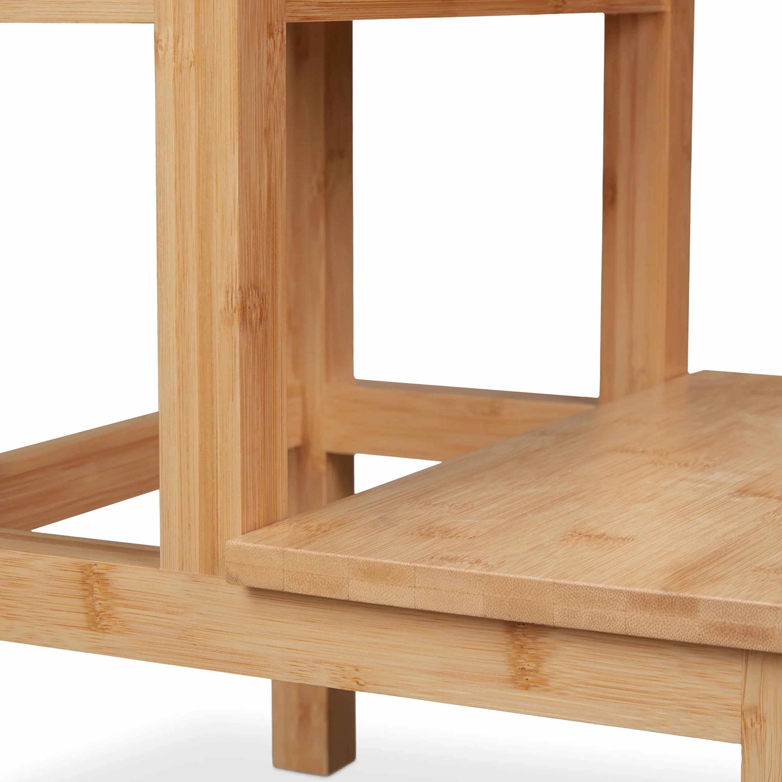 Relaxdays Taburete 2 Escalones Bambú 100 kg 40 x 40 x 40,5 cm Natural