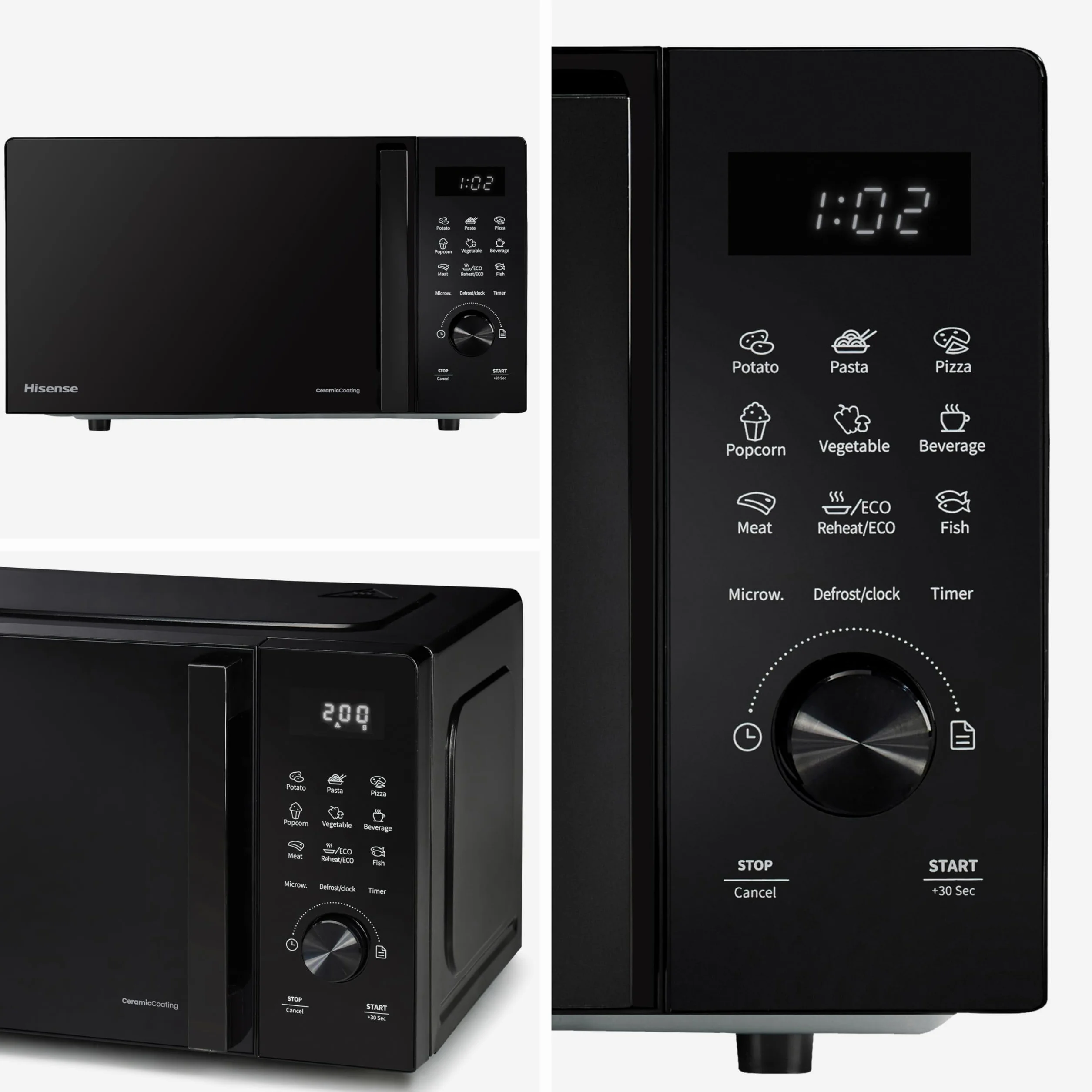 Hisense Microondas Digital con Grill 23L 800W Revestimiento Cerámico 10 Niveles de Potencia