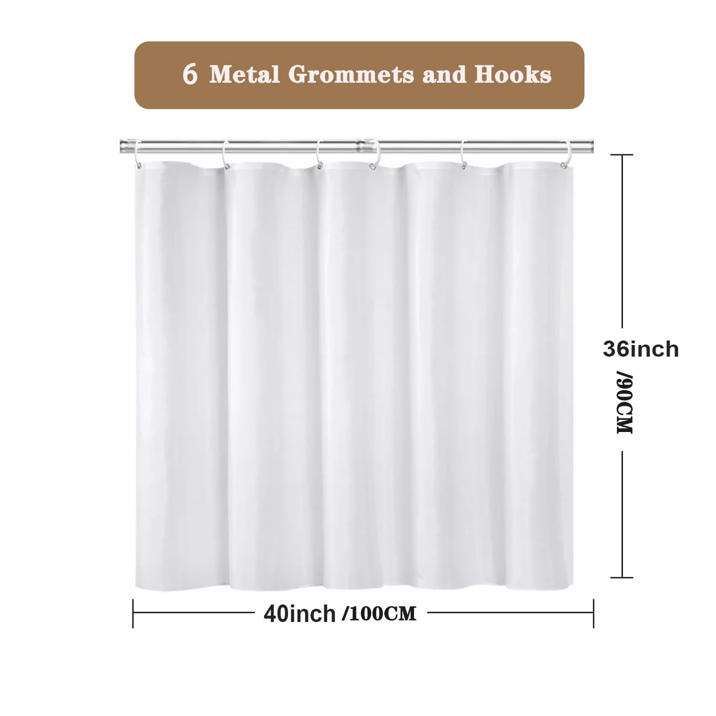Cortina de ventana de baño blanca de 40 x 36 pulgadas, cortina estrecha y corta para ventana de ducha, tela impermeable, cortina pequeña para cocina, coche, dormitorio, baño, ventanas,
