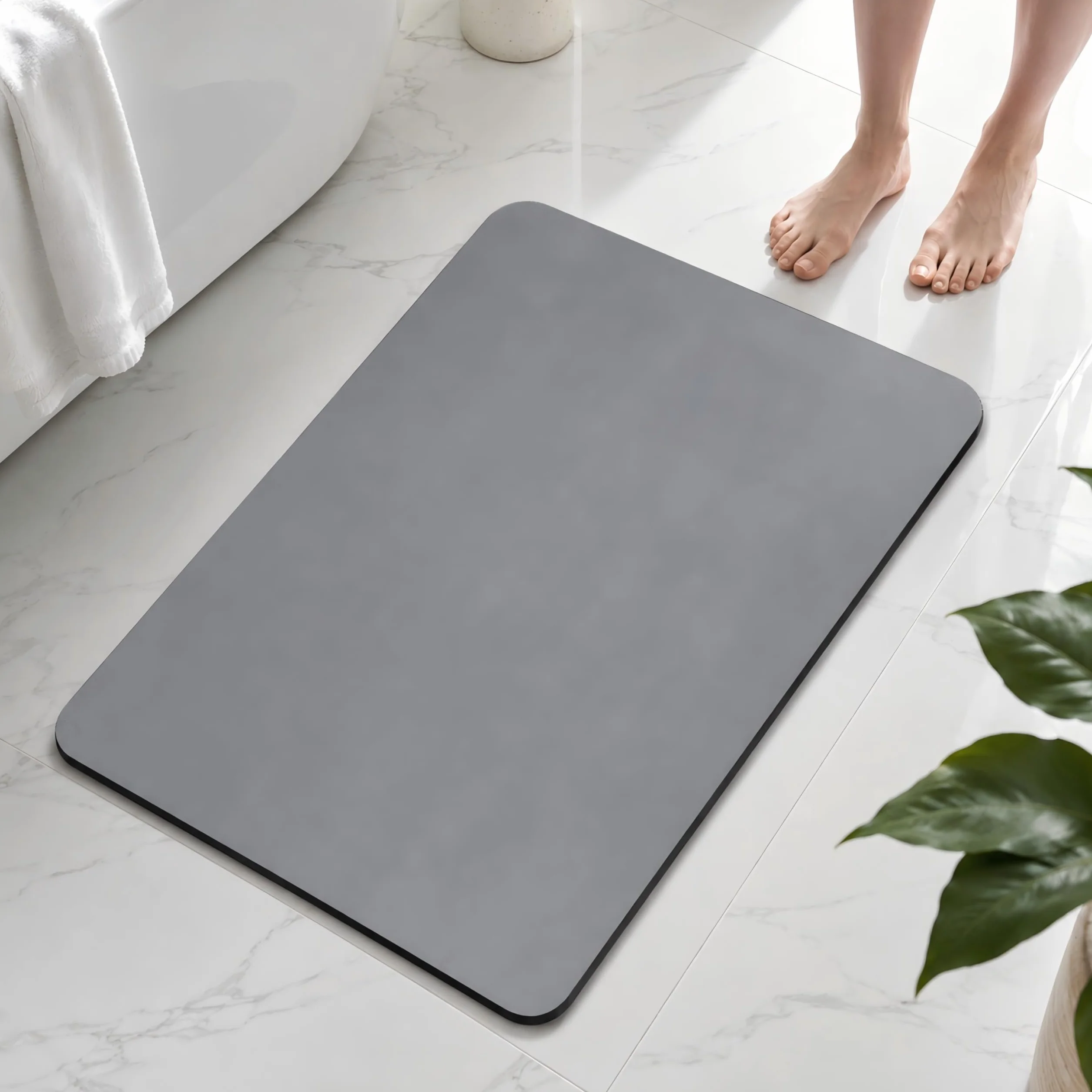 Alfombra Diatomita Baño 40×60 Antideslizante Absorbente Piedra Gris Oscuro
