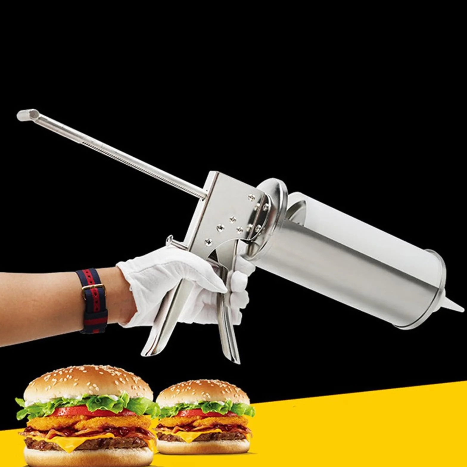 Dispensador de salsa de acero inoxidable fácil de usar para cocineros caseros, aplicación precisa de condimentos, aplicador de crema de cocina, accesorio de restaurante