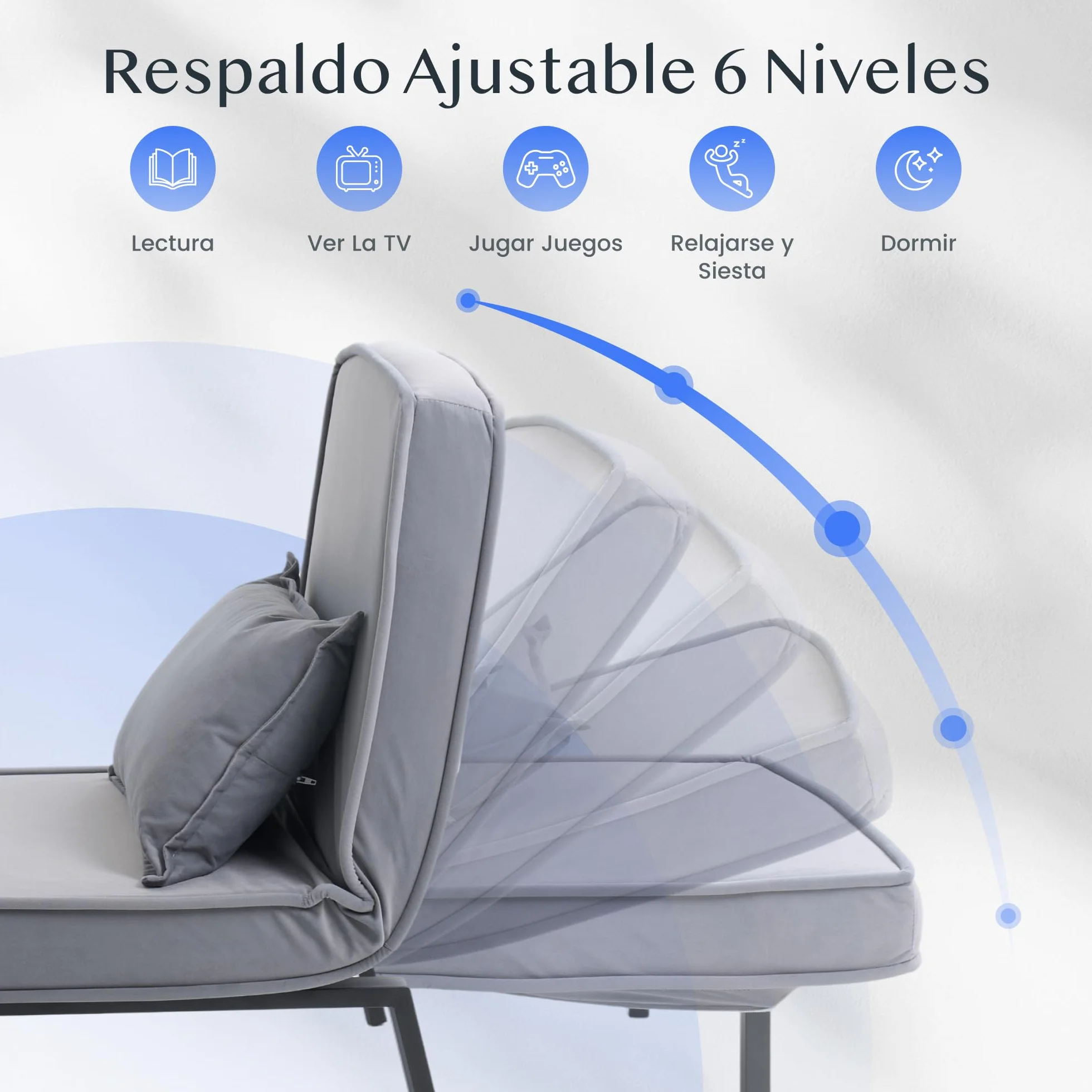 FLEXISPOT Sillón Cama 3 en 1 con función de Cama, Respaldo Ajustable, sofá Cama de Lino con Bolsillo Lateral, Patas Plegables, Ahorra Espacio para salón, Dormitorio u Oficina (Gris)