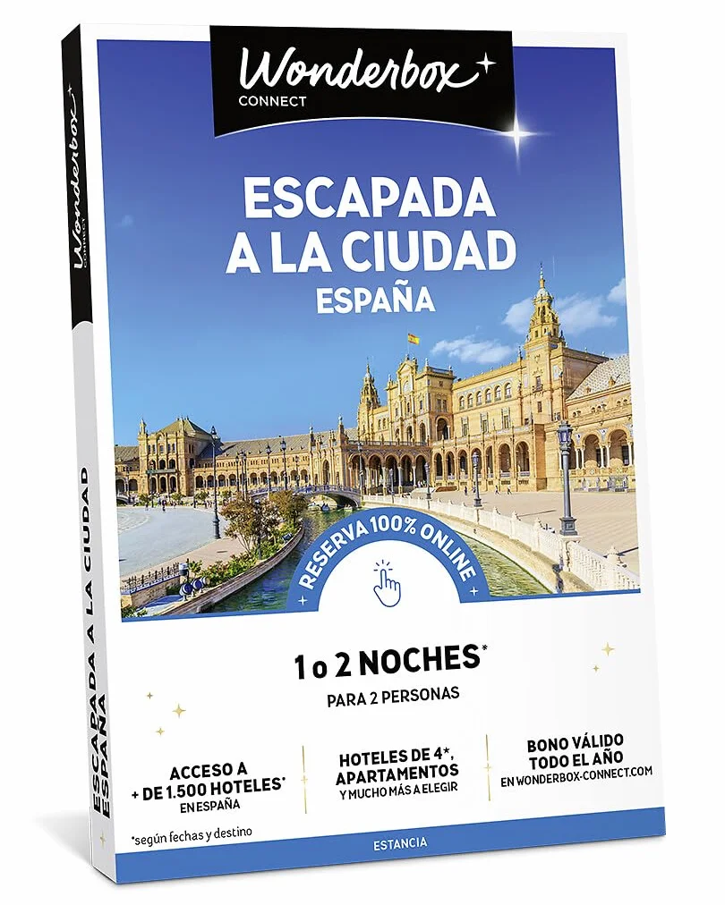 WONDERBOX – Cofre Regalo Escapada en la Ciudad: España - De 1 a 2 Noches para 2 Personas - Escapada para Parejas - Regalar experiencias - Hoteles en centros urbanos para Descubrir la Cultura española