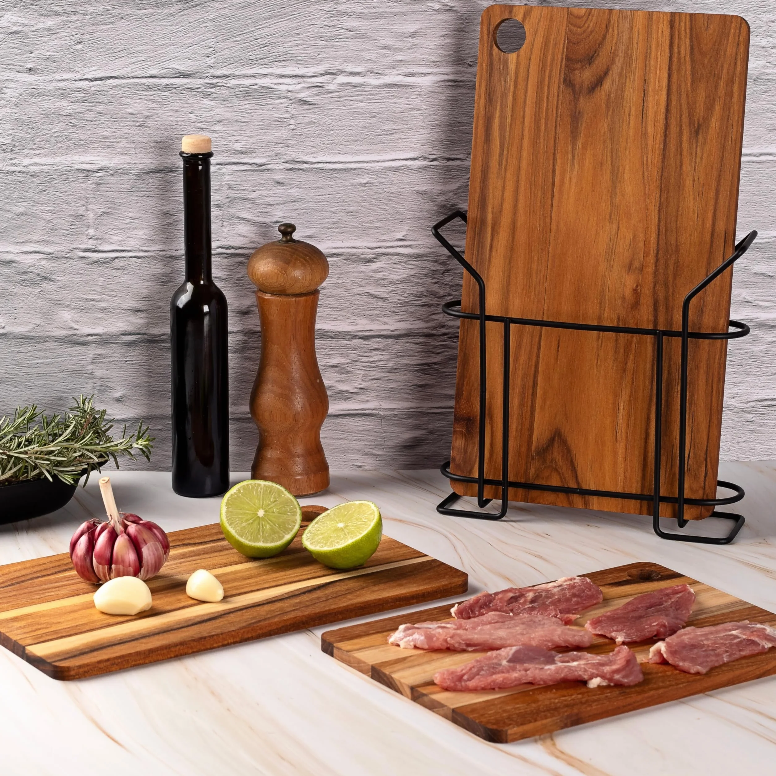 Erreke Set de 3 Tablas Reversibles de Madera de Teca para Cortar Cocina