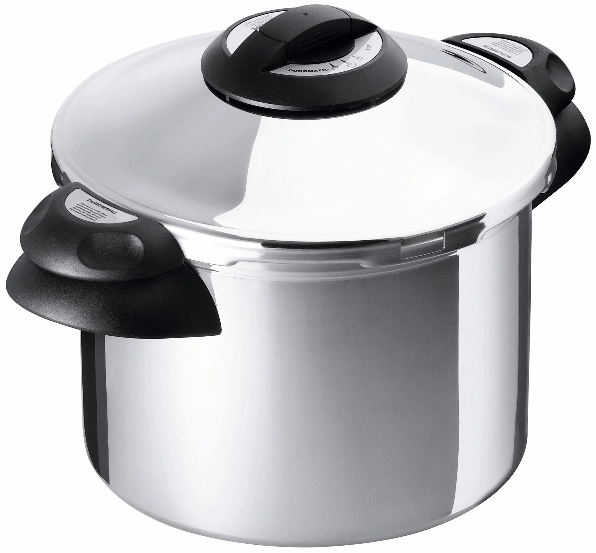 Kuhn Rikon Duromatic Top, Olla a Presión Super Rápida con Asas, Olla Express Apta para Inducción, Óptima Distribucion del Calor, Acero Inoxidable 18/10, Despresurización automática, 6 L. /24 Cm