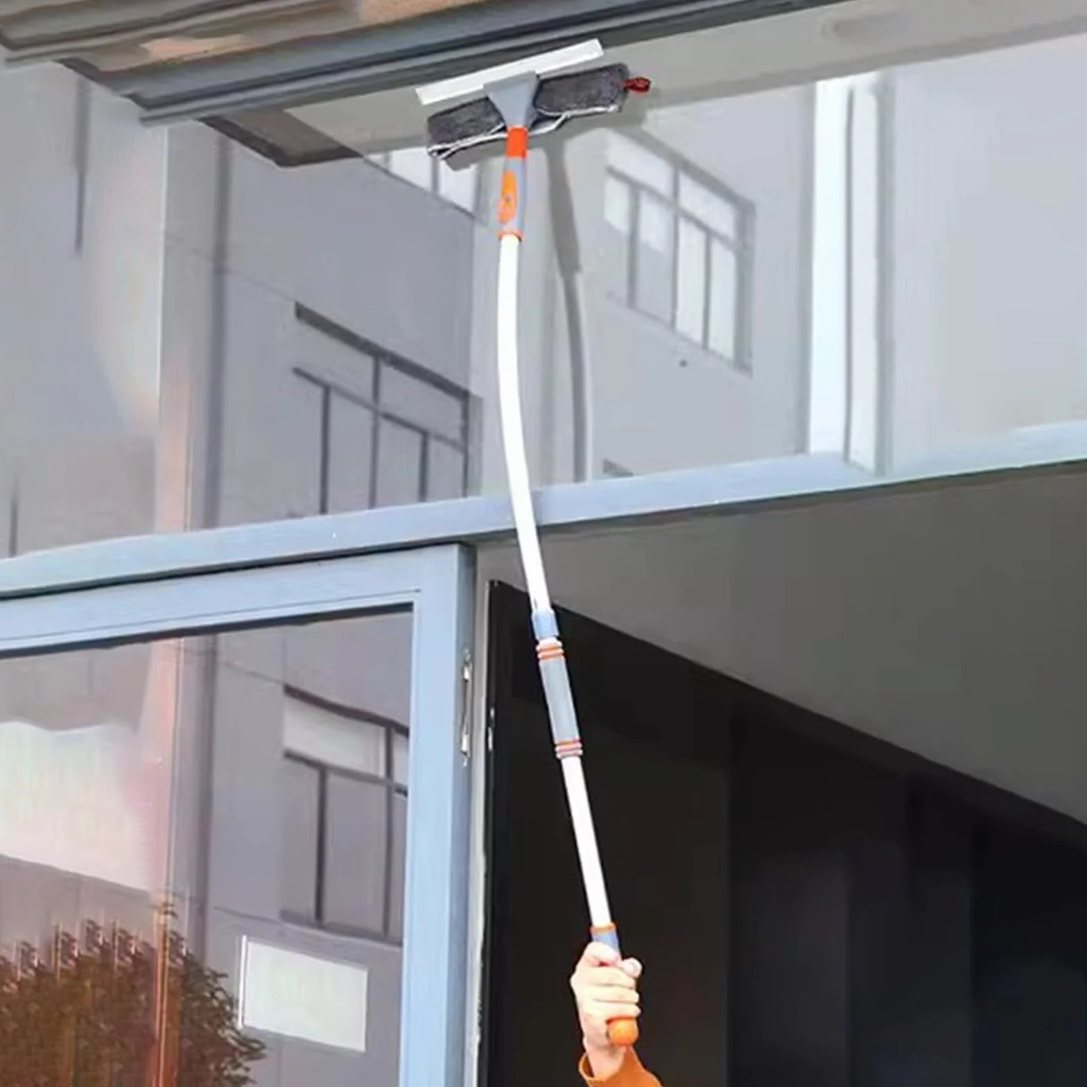 Limpiacristales Limpiador de Ventanas Escobilla de goma de la ventana Herramienta de limpieza, 5.4 7.1 8.7 10.3 16.7 21.5 pies de largo de aluminio Bendable Ventana Equipo de lavado, para vidrio, duch