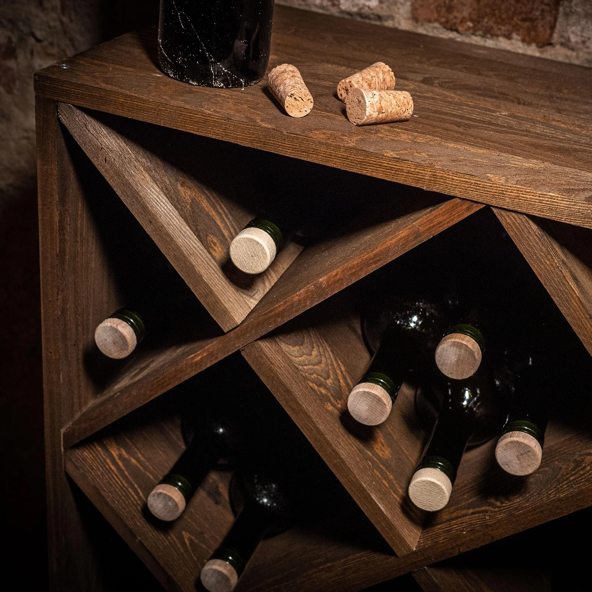 KADAX Botellero de madera, 52 x 25,5 x 104 cm, estante grande para muchas botellas de vino, estante apilable, estante para botellas, armario de vino rústico, estable, ahorra espacio, fabricado en la