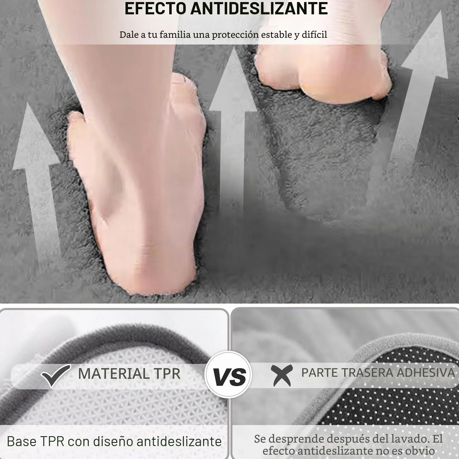Alfombra de Baño Antideslizante 40x60 cm Microfibra Gris Oscuro
