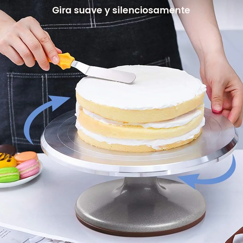 Wakects giratorio para tarta giratorio plano giratorio, giratorio para tarta de aluminio 12 pulgadas, soporte para tocadiscos para tartas, apto para cupcakes y pasteles
