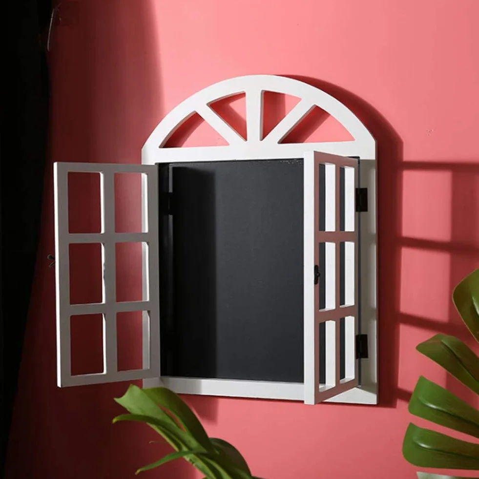 Persianas de Madera Tablero de Mensajes Pizarra Rústica Ventana en Pared Tablero de Mensajes Decoración para el Hogar Café Bar Tienda