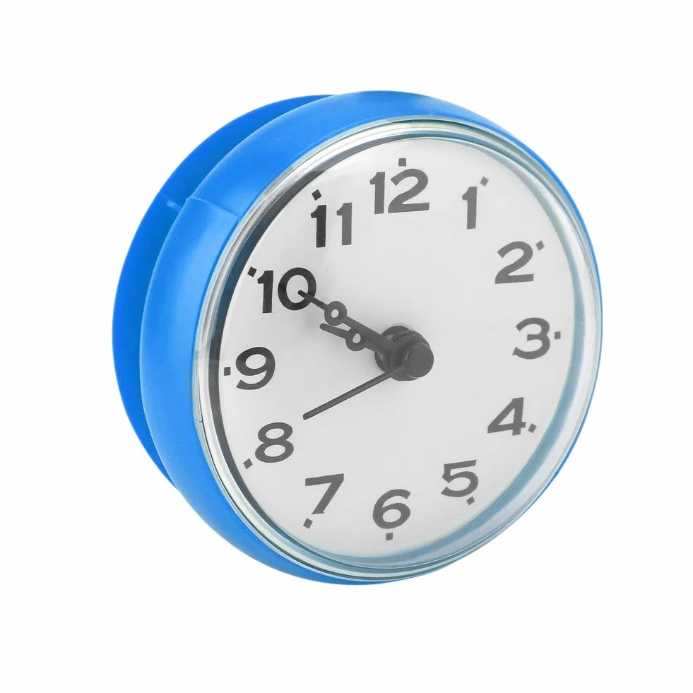 Reloj a Prueba de Agua para Baño con Ventosa, Metal Rojo, Pequeño (Azul)