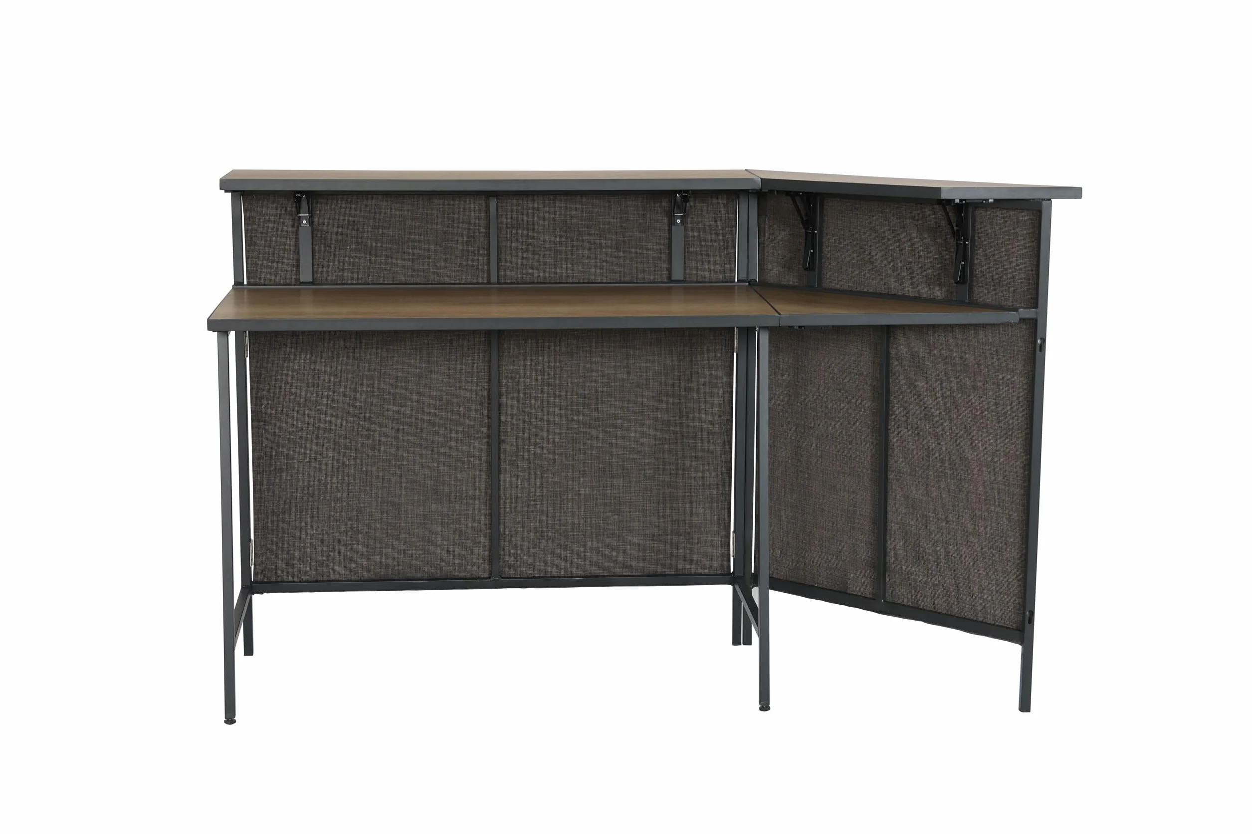METRO Professional Barra de Bar Esquinera Movara, Aluminio/Malla Sintética, Tablero PSPC, 85 × 42 cm, Gris Oscuro, Plegable, Exterior