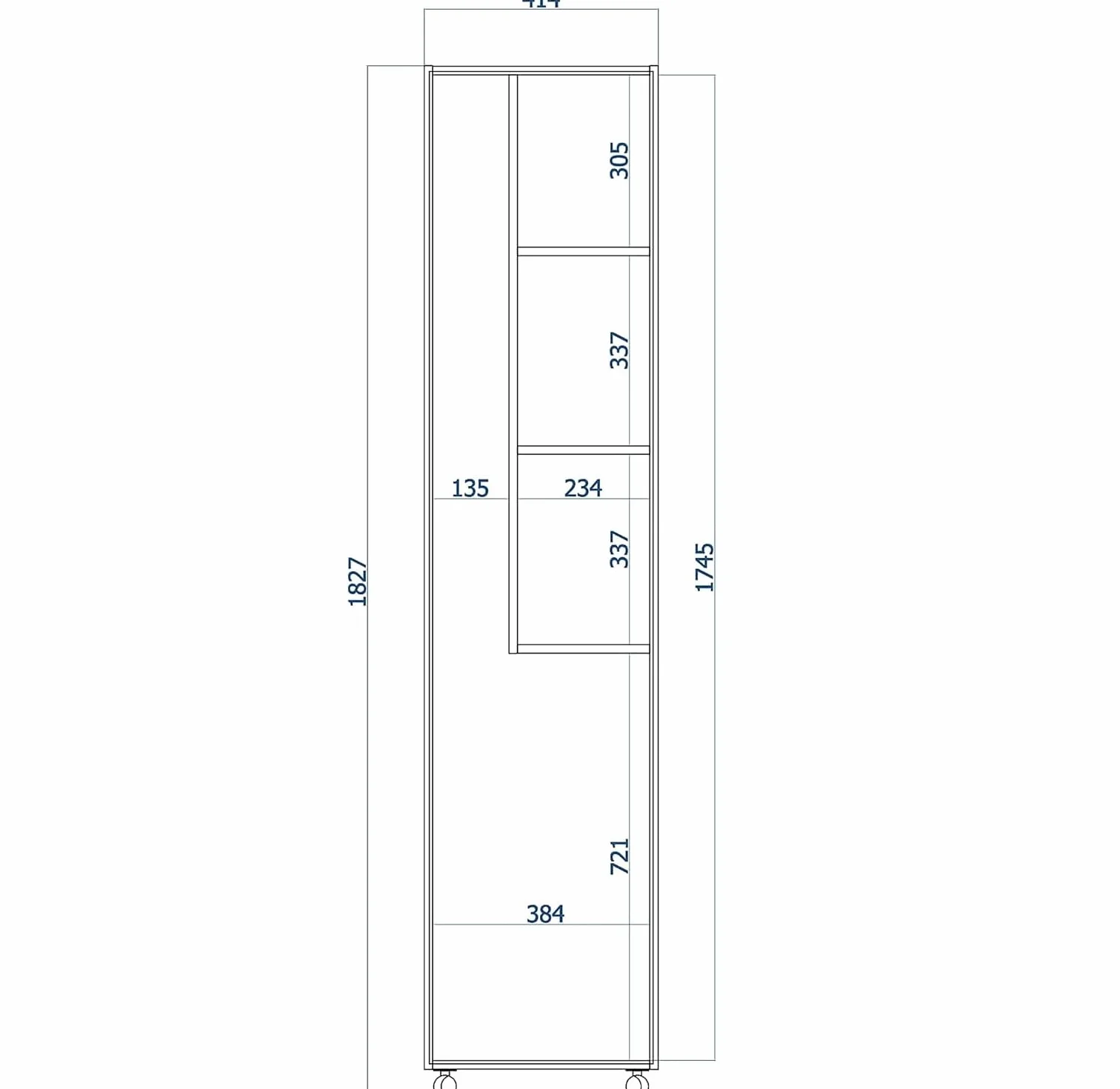 Armario Escobero Multiusos con Ruedas – 1 Puerta Reversible, Estantes y Espacio para Escoba y Fregona – Blanco, 183x42x41 cm – Mueble Auxiliar para Lavadero, Trastero o Cuarto de Limpieza