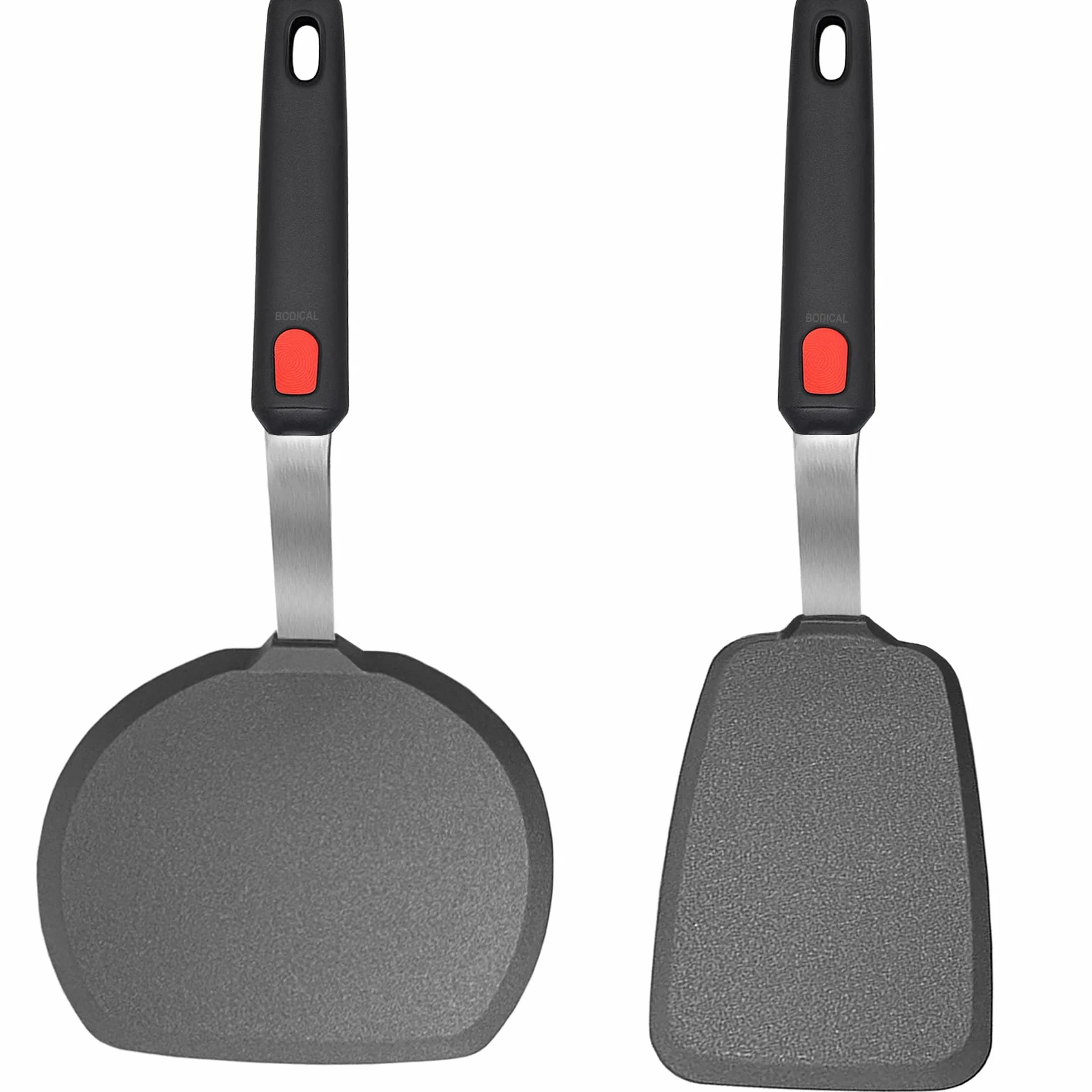 Juego de 2 espátulas de silicona resistentes al calor a 315.6 °C para utensilios de cocina antiadherentes, espátula mixta para panqueques, huevos y hamburguesas, color negro