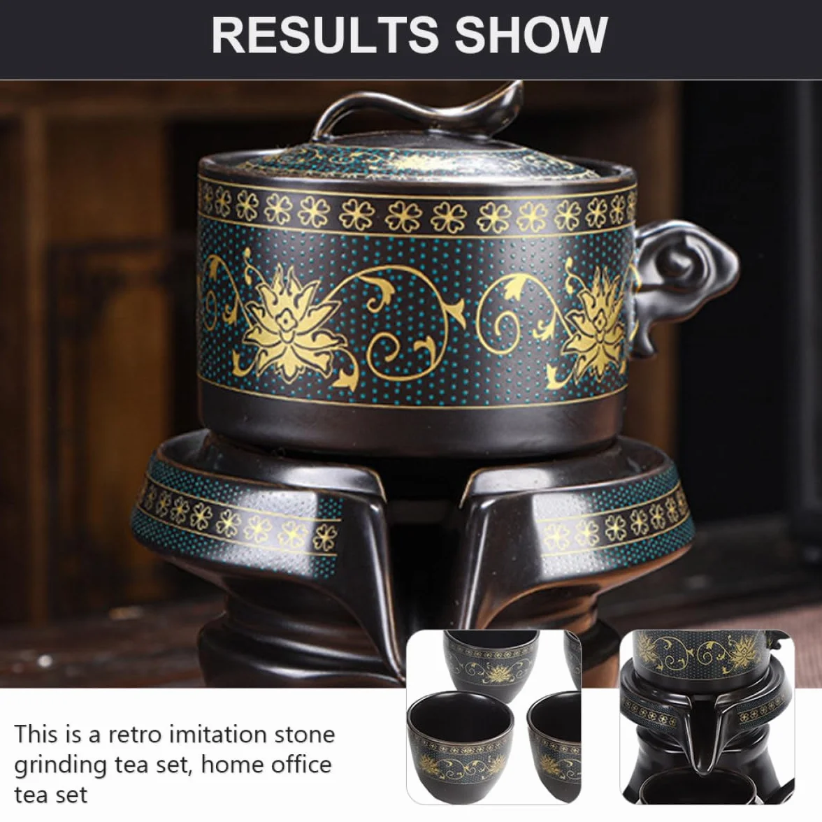 Juego de Tetera de Cerámica China Negra, 1 Set Retro para Oficina | Cerámica, Diseño Semiautomático y Antiquemaduras, Uso Múltiple, Apto para Té Florido y Agua de Fruta