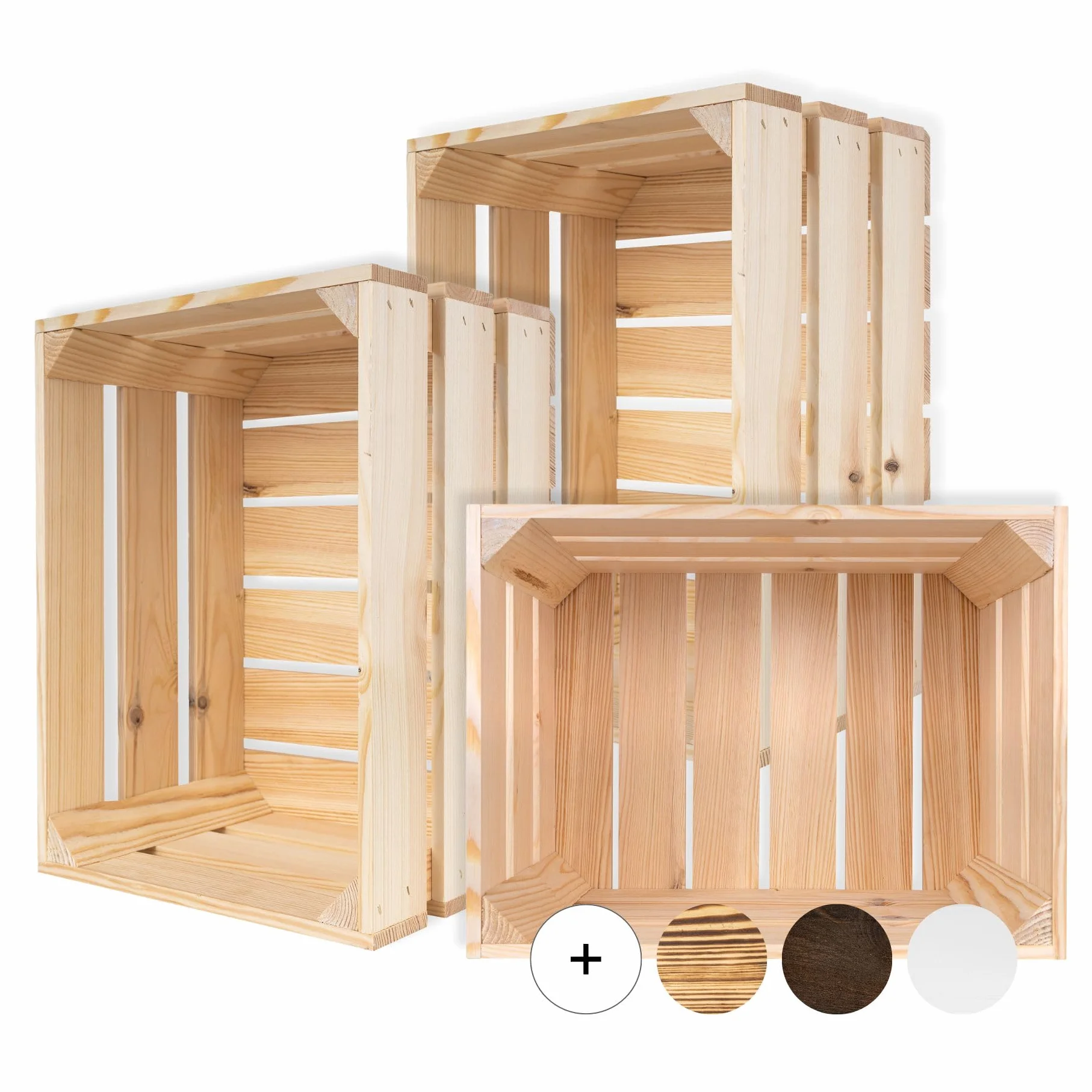 Creative DECO 3 x Cajas de Madera Natural Decorativa | 40 x 30 x 23 cm | Cesta de Madera Ideal para Almacenaje Regalo Fruta Decoración Bricolaje Manualidades | Documentos Juguetes Herramientas
