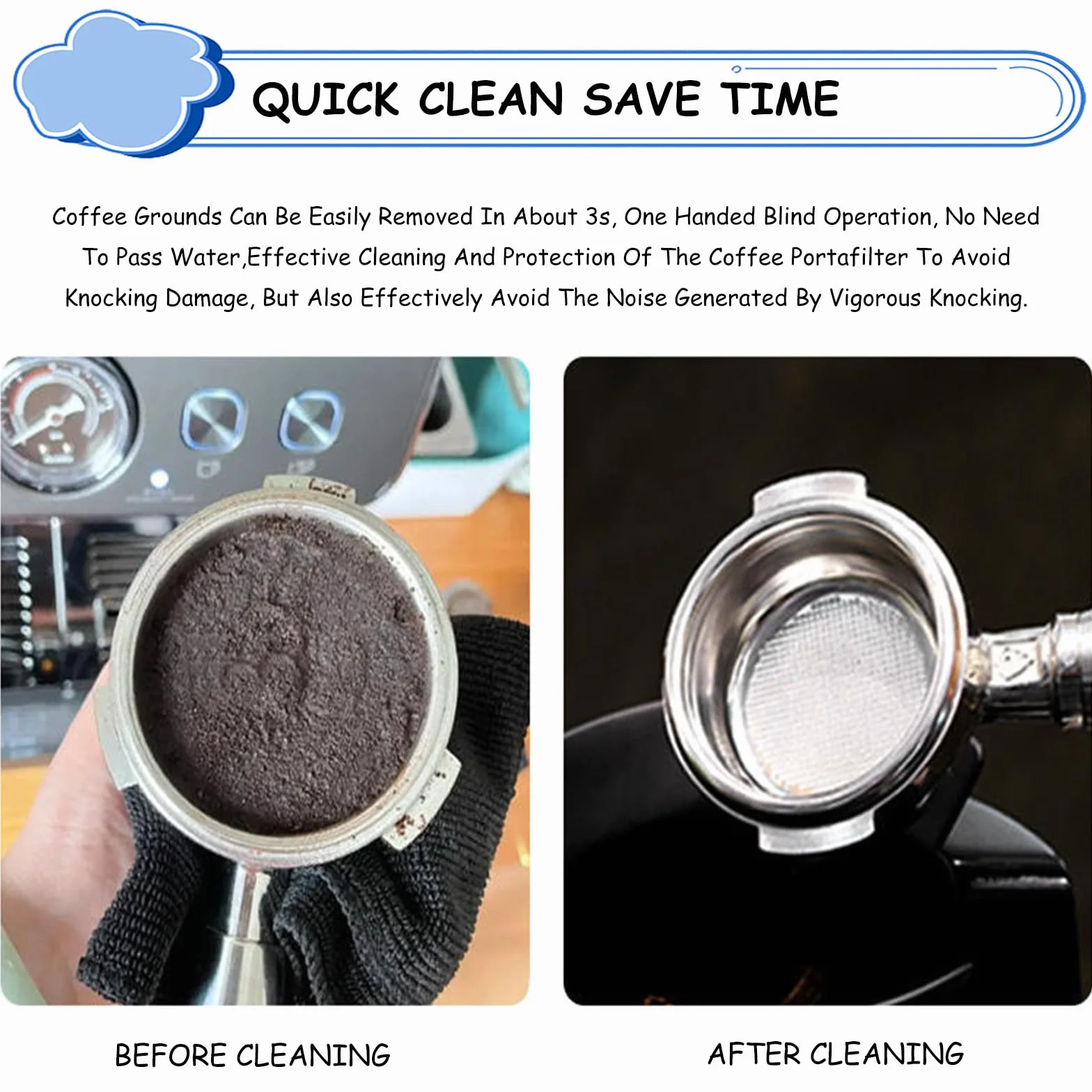 Limpiador De Portafiltros De Café, Máquina de Limpieza de Portafiltros de 150 W y 58 MM, Incluye 2 Raspadores & 1 Cepillar, Electric Coffee Fil TER Holder Cleaning Machine White