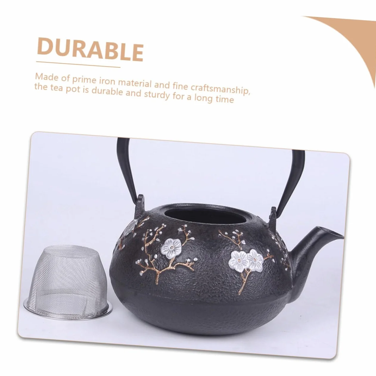 PRETYZOOM Tetera de Hierro Fundido Tetsubin Pequeña 800 Ml Hierro Fundido Resistente Infusor Integrado para Té Hojas Sueltas Hogar y Oficina Diseño Retro para Salón de Té