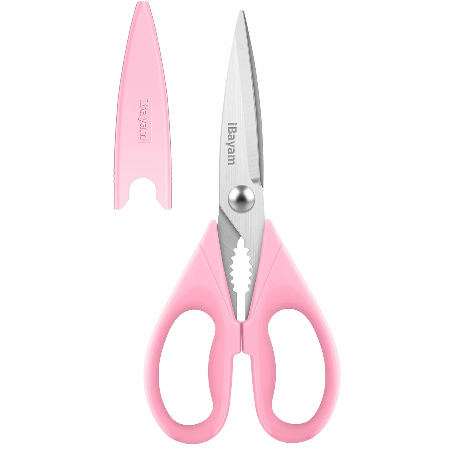 iBayam Tijeras de cocina multiusos de 8.5 pulgadas con funda, accesorios de cocina rosa para mujeres, mamá, esposa, ella