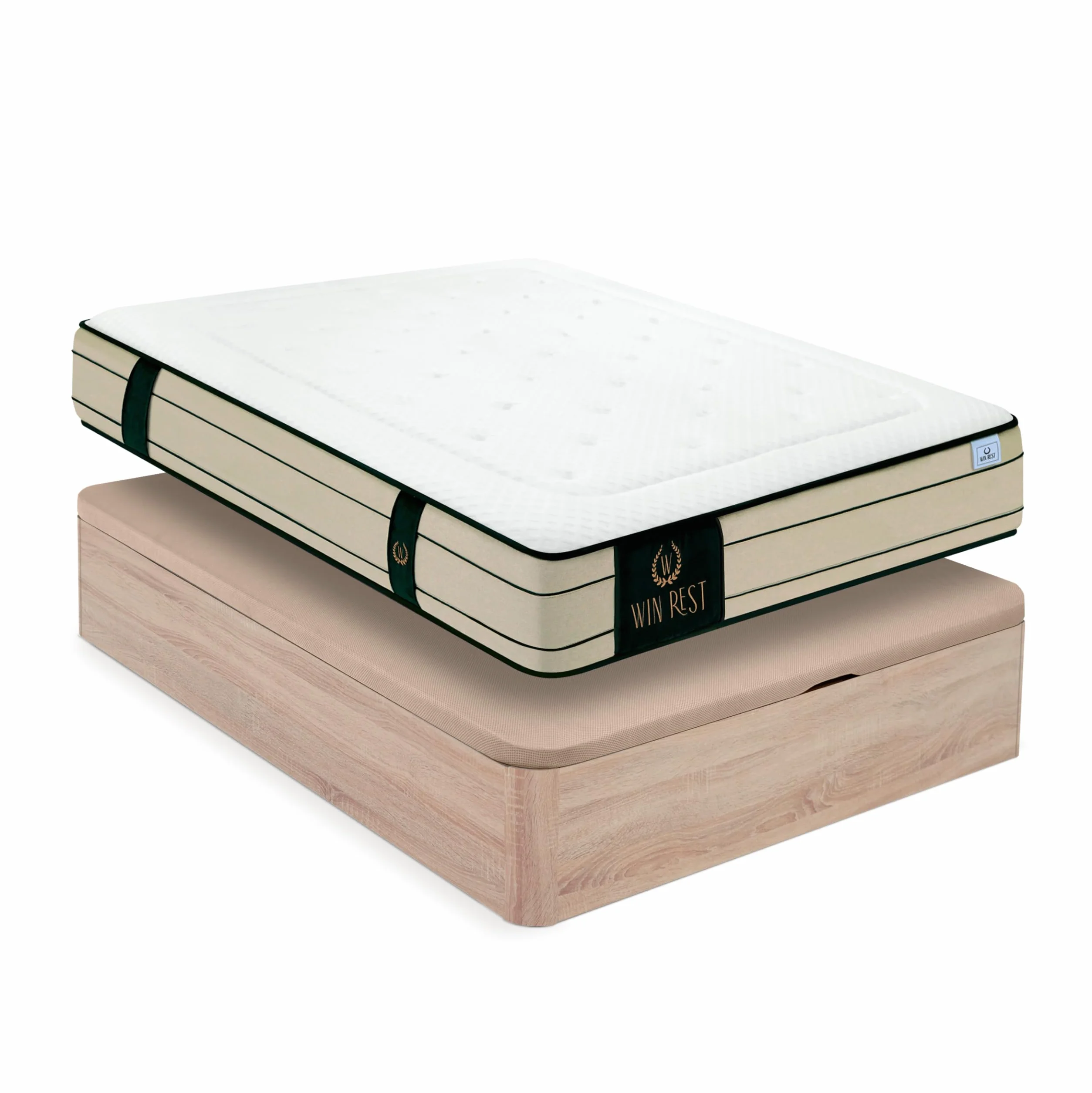 WIN REST - Pack Spazio : Canapé Spazio Cambria y Colchón Imperium | 135x190cm | Muelles y Espuma Ecosystem | Diseño Moderno y Funcional con Espacio de Almacenamiento Óptimo