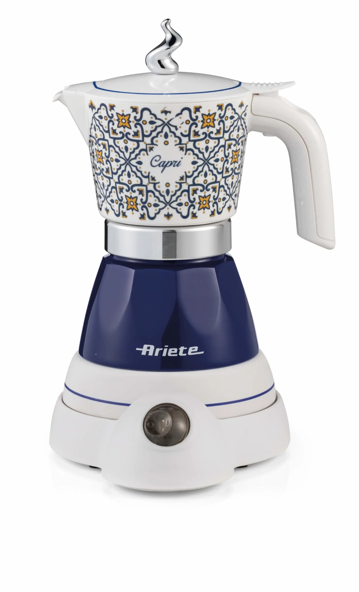 Ariete 1358/1C Moka Aroma Capri, moca eléctrica, 400 W, 2/4 tazas, inalámbrico, apagado automático, retención de temperatura