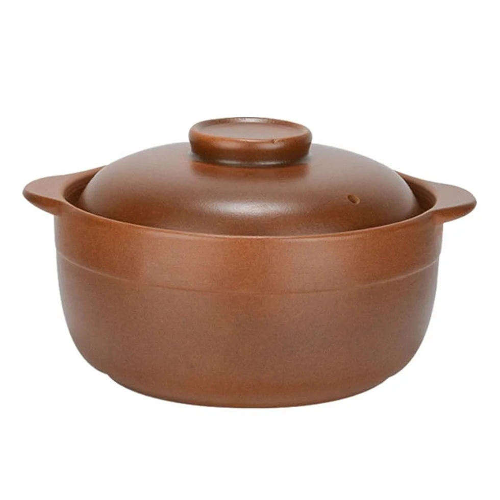 Cacerola de terracota con tapa, olla de arcilla de cerámica para fuego abierto, cacerola de loza antigua, mango aislado, gran capacidad.