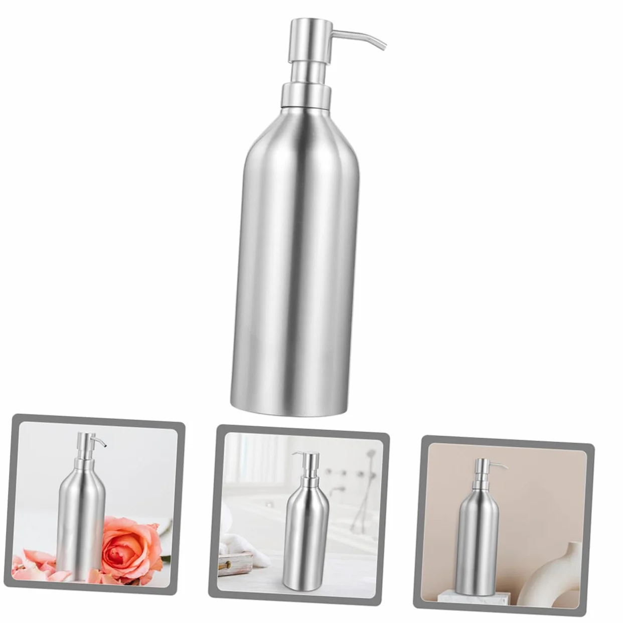Cabilock Dispensador de Jabón Recargable Diseño Recto y Hombro Curvo de Acero Inoxidable 700ml 2piezas Fácil de Presionar para Baño y Hotel