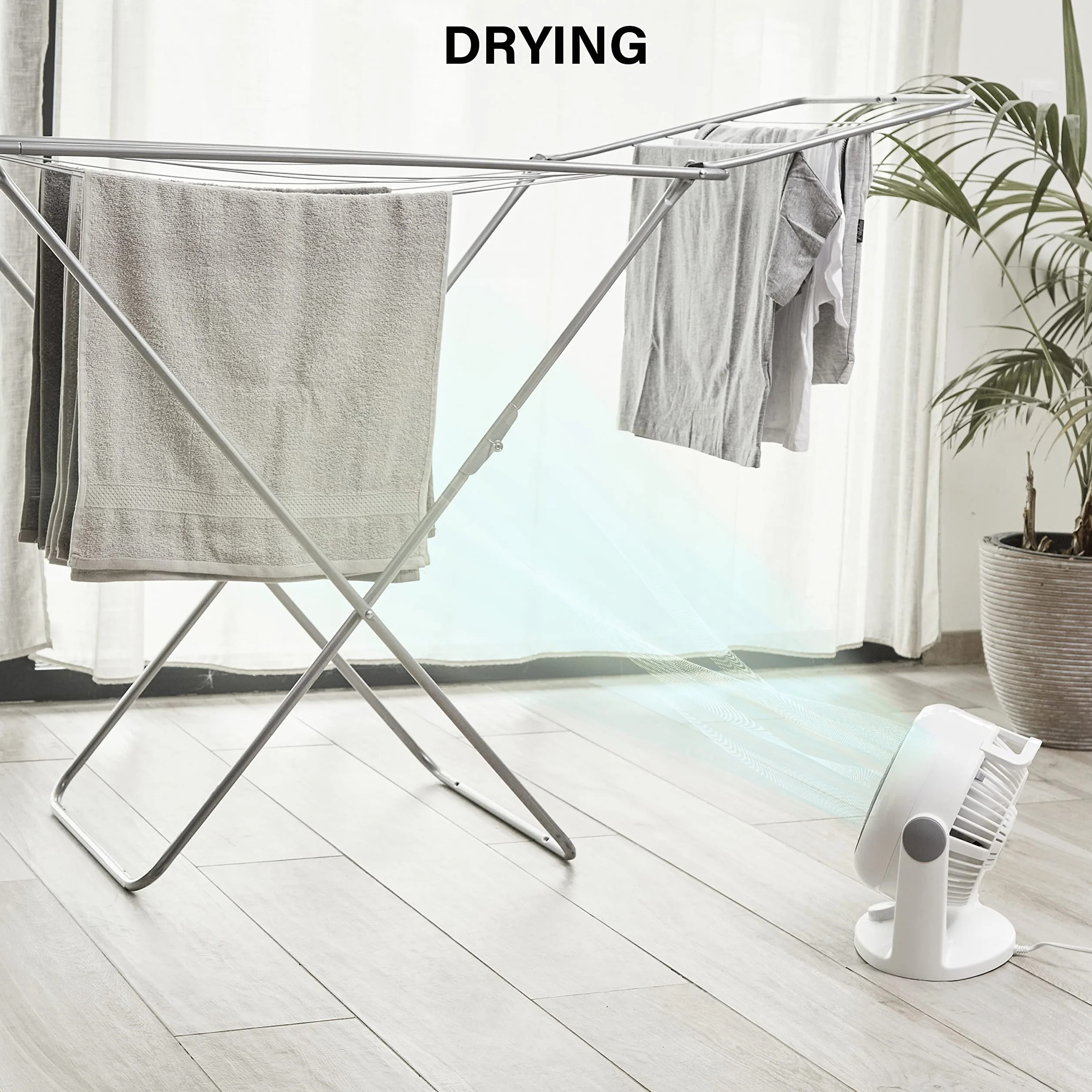 Iris Ohyama, Woozoo HD18N - Ventilador de escritorio silencioso (plástico, 34 W, 23 m², 29 x 19 x 31 cm), color blanco