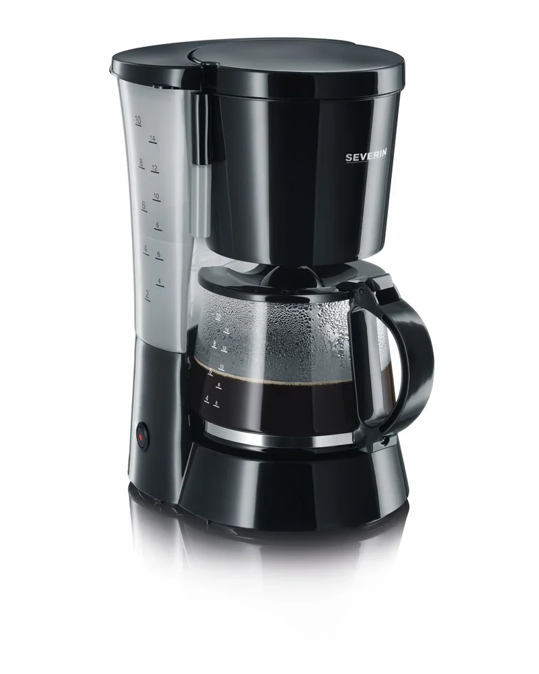 SEVERIN - Cafetera de goteo para 10 tazas, Cafetera de filtro / Cafetera americana con jarra de cristal, Con placa calefactora y desconexión automática, Negro, KA 4479
