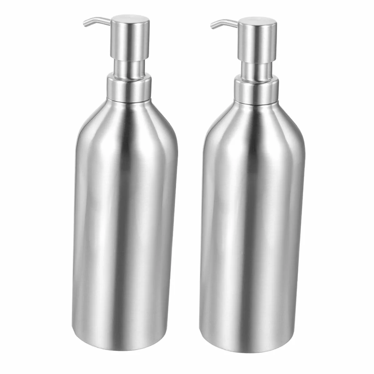 Dispensador de Jabón de Acero Inoxidable 700ml, 2 Piezas | Botella Rellenable para Líquido, Acabado Plata, Diseño Decorativo, Fácil de Presionar y Usar en Baño o Cocina